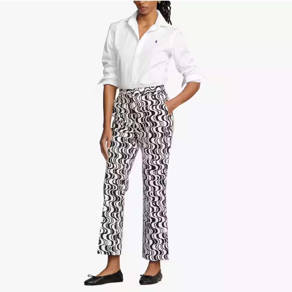Polo Ralph Lauren geometric motif sateen kick-flare pants 0 maximalist artsy